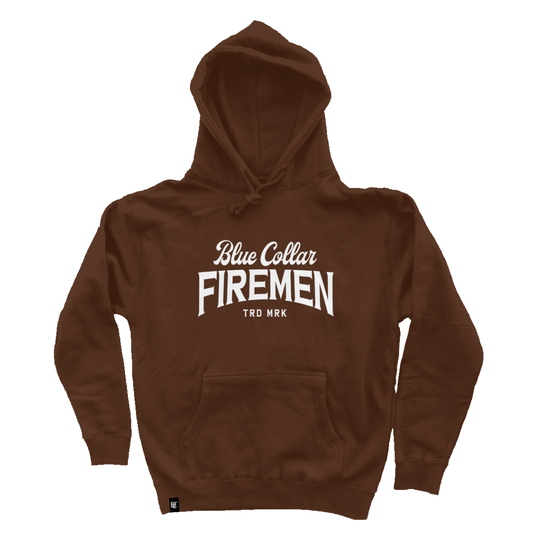 BCF Premium Heavyweight Hoodie Full Chest Embroidery Blue Collar Firemen