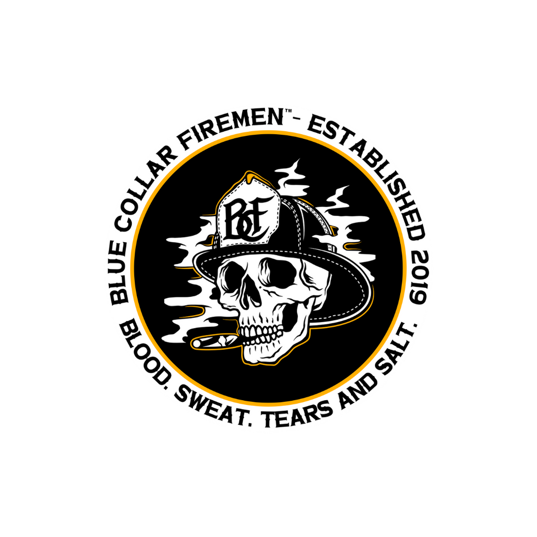 Blue Collar Firemen Skull Helmet Sticker