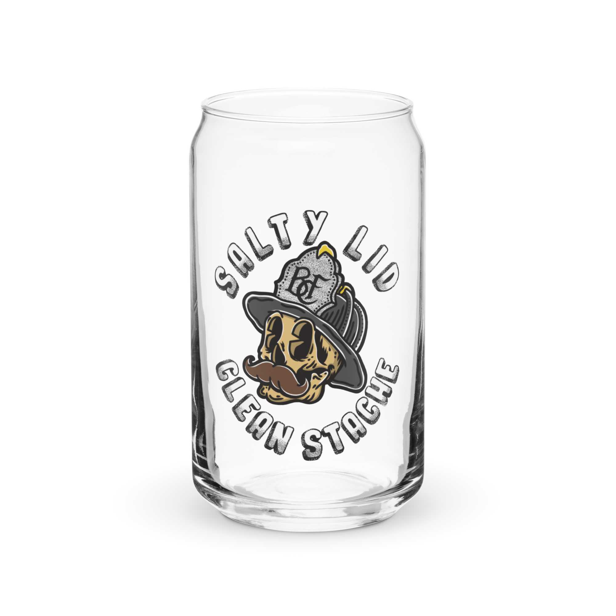 Blue Collar Firemen Salty Lid Clean Stache Glass